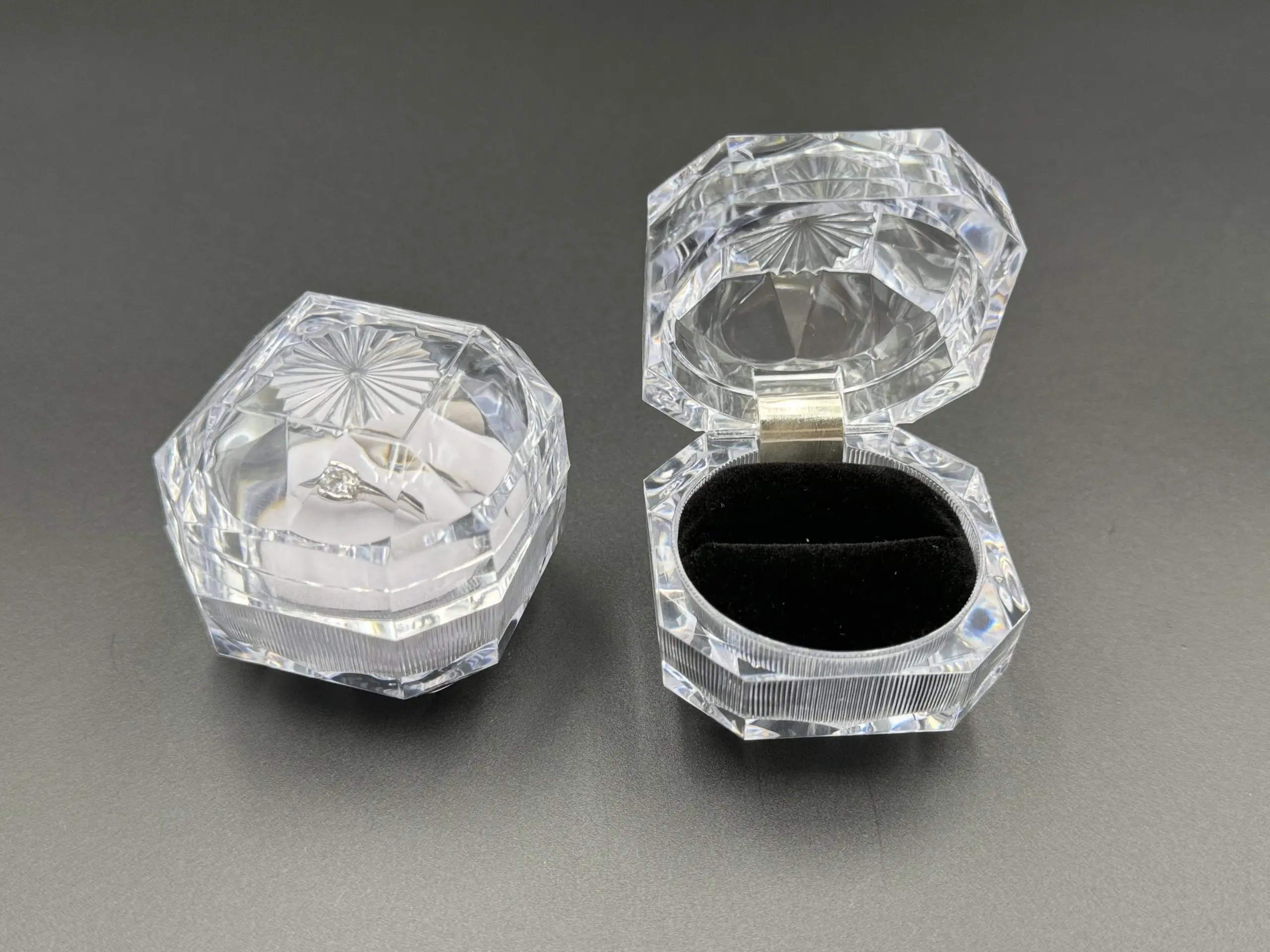 Radiant Clarity: Gem-Cut Acrylic Ring Cases for High-Impact Showcase Displays
