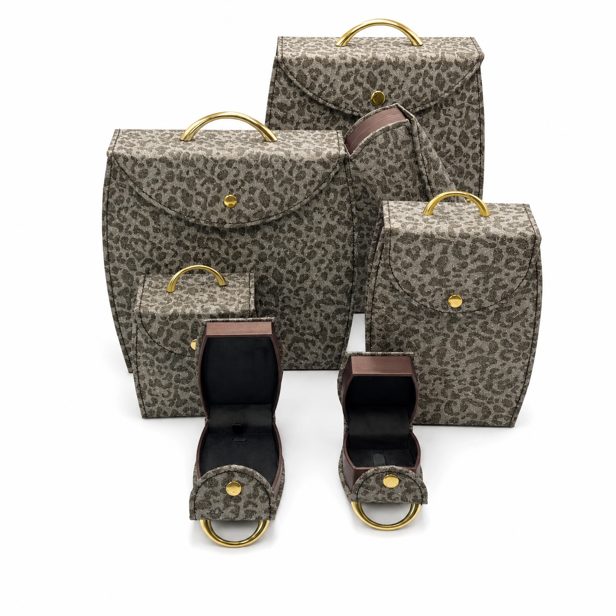 Luxury Leopard Print Leather Jewelry Box Collection