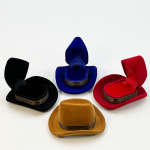 Miniature Cowboy Hat Shaped Velvet Flocking Jewelry Box Collection