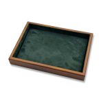 Premium Walnut Wood Jewelry Trays with Dark Green Microfiber Interior