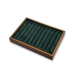 Premium Walnut Wood Jewelry Trays with Dark Green Microfiber Interior