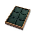 Premium Walnut Wood Jewelry Trays with Dark Green Microfiber Interior