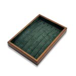 Premium Walnut Wood Jewelry Trays with Dark Green Microfiber Interior