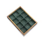 Premium Walnut Wood Jewelry Trays with Dark Green Microfiber Interior