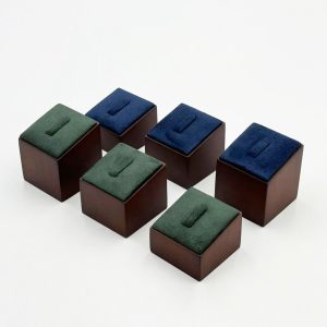 Elevate Retail Countertop Appeal with High-Gloss Cherry Mahogany Jewelry Displays