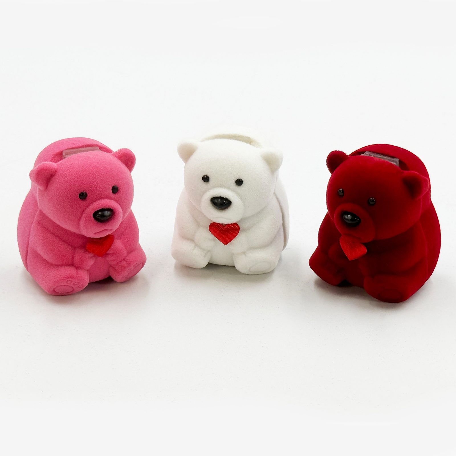 Cute Teddy Bear Shaped Velvet Flocking Jewelry Box Collection