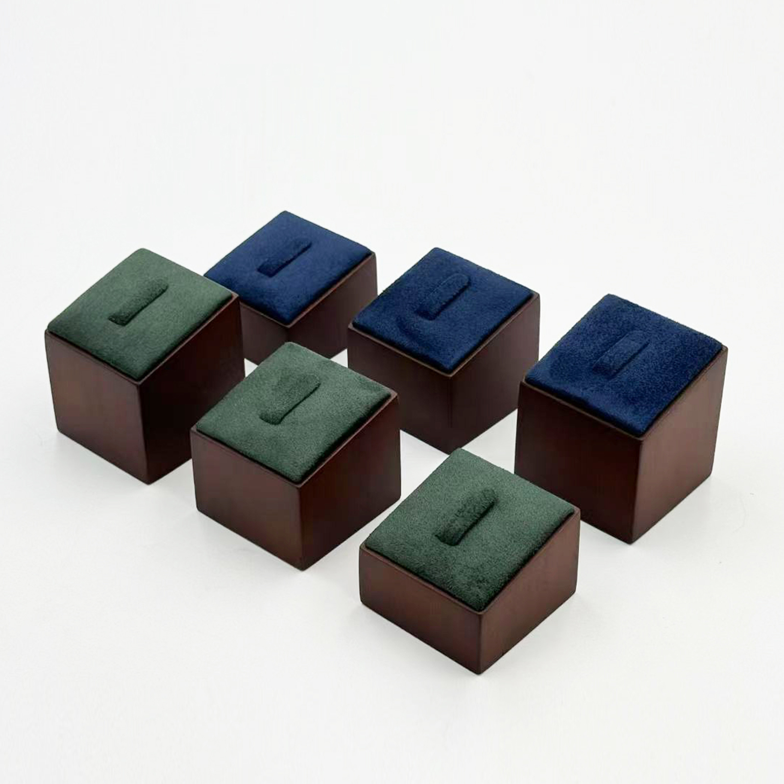 Elevate Retail Countertop Appeal with High-Gloss Cherry Mahogany Jewelry Displays