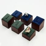 Elevate Retail Countertop Appeal with High-Gloss Cherry Mahogany Jewelry Displays