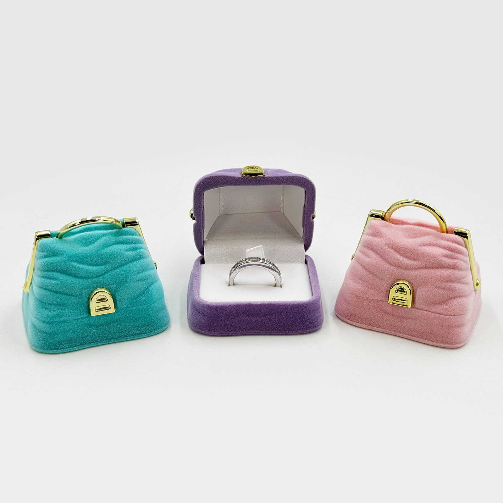 Miniature Handbag-Shaped Velvet Flocking Jewelry Box Collection
