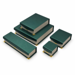 Vintage Emerald Green Brushed Paper Jewelry Box Collection with Gold Corner Accents