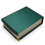 Vintage Emerald Green Brushed Paper Jewelry Box Collection with Gold Corner Accents