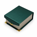 Vintage Emerald Green Brushed Paper Jewelry Box Collection with Gold Corner Accents