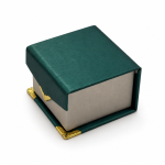 Vintage Emerald Green Brushed Paper Jewelry Box Collection with Gold Corner Accents