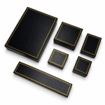 Vintage Black Paper Jewelry Box Collection with Gold Wave Foil Border