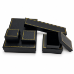 Vintage Black Paper Jewelry Box Collection with Gold Wave Foil Border