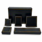 Vintage Black Paper Jewelry Box Collection with Gold Wave Foil Border