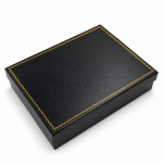 Vintage Black Paper Jewelry Box Collection with Gold Wave Foil Border