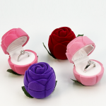 3D Blooming Rose Flocked Jewelry Box for Romantic Engagement & Gifting