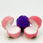 3D Blooming Rose Flocked Jewelry Box for Romantic Engagement & Gifting