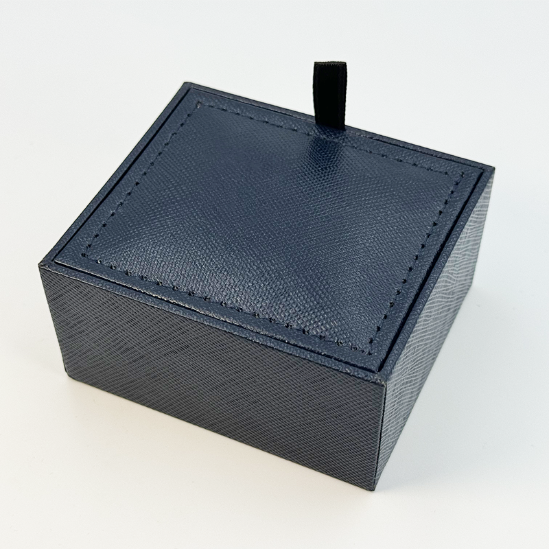 Executive Navy Blue Saffiano Leatherette Cufflink & Tie Clip Gift Box