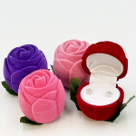 3D Blooming Rose Flocked Jewelry Box for Romantic Engagement & Gifting