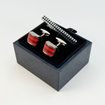 Executive Navy Blue Saffiano Leatherette Cufflink & Tie Clip Gift Box