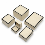 Luxurious Beige Velvet Jewelry Box Collection with Contrast Frame Details