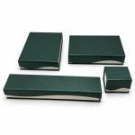 Textured Wave-Flap Two-Tone Paper Jewelry Box Set for Modern Brands