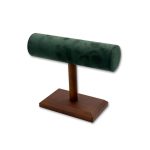 Premium Suede T-Bar Jewelry Display Stand Collection with Wooden Base