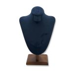 Premium Suede Bust Jewelry Display Stand Collection with Wooden Base