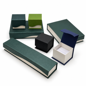 Textured Wave-Flap Two-Tone Paper Jewelry Box Set for Modern Brands
