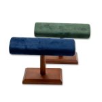 Premium Suede T-Bar Jewelry Display Stand Collection with Wooden Base