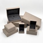Modern Taupe Microfiber Jewelry Box Collection with Black Suede Lining