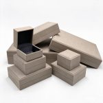 Modern Taupe Microfiber Jewelry Box Collection with Black Suede Lining