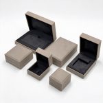 Modern Taupe Microfiber Jewelry Box Collection with Black Suede Lining