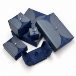 Luxury Blue Leather and Suede Double-Door Jewelry Box Collection