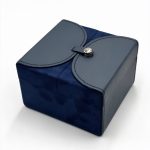 Luxury Blue Leather and Suede Double-Door Jewelry Box Collection