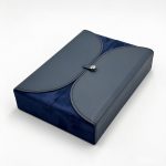 Luxury Blue Leather and Suede Double-Door Jewelry Box Collection